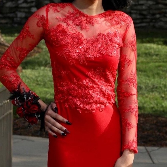 Custom made red prom dress size 0 - Picture 1 of 4